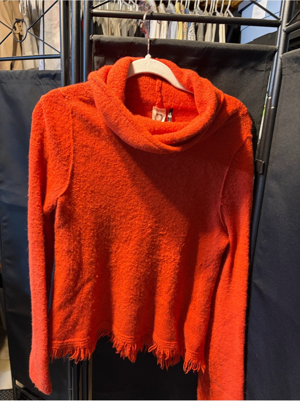 Cozy Cowl Neck Women's Sweater in reddish orange